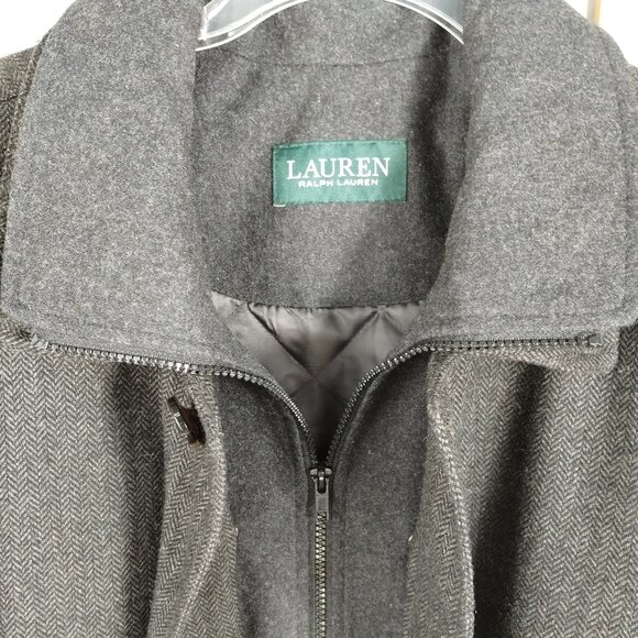 Lauren Ralph Lauren Lined Herringbone pattern Wool Blend Coat Size 46R - Picture 3 of 16